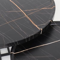 طقم طاولات قهوة وسط خشب أسود - قواعد معدن