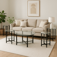 طقم طاولات زجاجية فاخرة بتصميم عصري 4+1