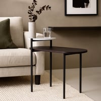 طاولة مفرد جانبيه - سطح خشبي ورخام - قواعد معدن