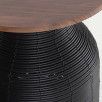 طاولة خزف بسطح خشبي