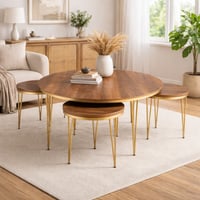 طقم طاولات دائري 1+4 بني