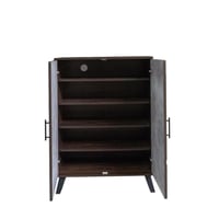 خزانة احذية بابين خشب ماليزي 5 أدوار - بني غامق ور...