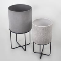 طقم مركن معدن لونين رمادي وابيض