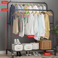 علاقة ملابس معدنية أسود_ علاقتين ورف سفلي