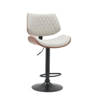 كرسي بارت ابيض بتصميم مبطّن وقاعدة معدنية قابلة لل...