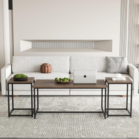 طقم طاولات قهوة خشب بقواعد معدن 2+1