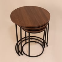 طاولات خدمة 3 قطع سطح خشبي وقواعد حديد