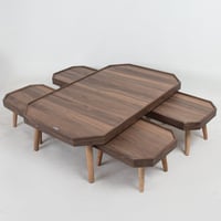 طقم 5 طاولات ارضيه - خشب داكن - شكل سداسي