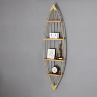 تشكيله رف حائطي - معدن ذهبي - شكل قارب