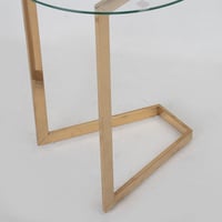 طاولة خدمة بسطح زجاجي وقاعدة ستيل