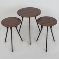 طقم طاولات خدمة دائري ( سطح خشبي - قواعد حديد )