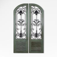 ديكور شباك درفتين من الخشب والحديد