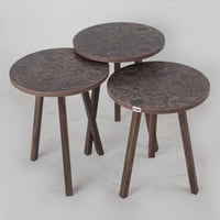 طقم طاولات خدمة دائرية خشبي