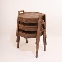 طقم طاولات خدمة خشبية - شكل خماسي - لون بني