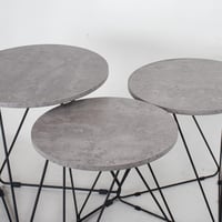 طقم طاولات خدمة رمادي 1+2 (حديد & خشب)