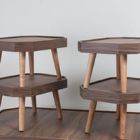 طقم 5 طاولات ارضيه - خشب داكن - شكل سداسي