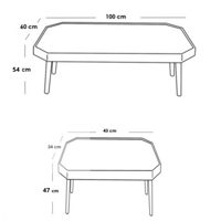 طقم طاولات 1+4 بني بحواف ذهبية قواعد خشبية
