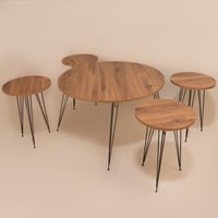 طقم طاولات خشب بني وارجل حديد 1+4