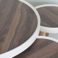 طقم طاولات تركي خشب - حواف بيضاء