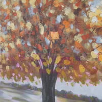 لوحة حائط عصرية كانفس - شجرة بأوراق برتقالية