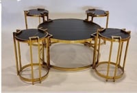 طقم طاولات 1+4 سطح زجاج اسود