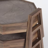 طقم طاولات خدمة ارضيه - سطح دائري - خشب داكن