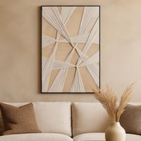 لوحة عصرية بتصميم هندسي بارز ولمسات بيج وكريمية، ت...