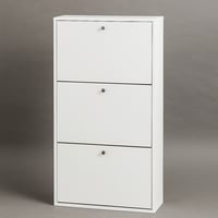 خزانة أحذية أنيقة بلون ابيض، بثلاثة أدراج عملية لت...