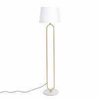 مصباح أرضي بتصميم أنيق، هيكل معدني ذهبي مع قاعدة ر...