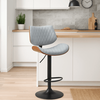 كرسي بارت رمادي بتصميم مبطّن وقاعدة معدنية قابلة ل...