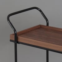 عربة تقديم بعجلات - 2 سطح خشبي مستطيل