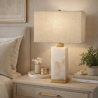 مصباح طاولة أنيق بقاعدة رخامية طبيعية مع لمسات ذهب...