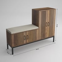 خزانة أحذية خشب - قطعتين - وسادة مقعد