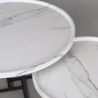 طقم طاولات قهوة وسط خشب أبيض - قواعد معدن