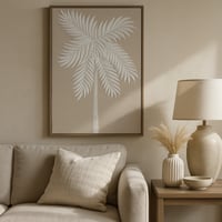 لوحة حائط يدوي - رسمة النخيل - إطار خشب