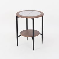 طاولة خدمة خشب- لون بني وأبيض - أعمدة معدن