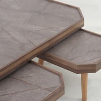 طقم طاولات ارضيه خشبية - شكل سداسي