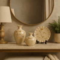 طقم ديكور سيراميك بلمسات ذهبية