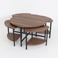 طقم طاولات خدمة خشب بني 4+1