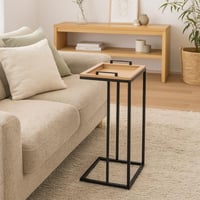 طاولة خدمة خشب - سطح مربع متحرك للتقديم - قواعد مع...