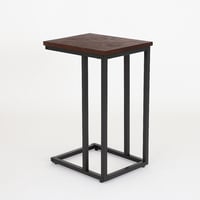 طاولة خدمة مفردة - خشب بني داكن - قاعدة معدنية سود...