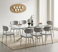 طقم طاولة طعام 1+8 زجاجية بتصميم عصري أنيق مع كراس...