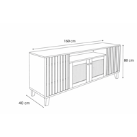 طاولة بوفيه خشبية فاخرة، بتفاصيل شرائح عمودية وأبو...