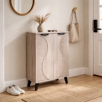 خزانة احذية بابين - لون خشبي