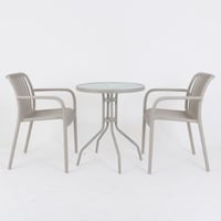 أطقم كراسي 2+1 خارجيه بلاستك مفرغ - لون أبيض