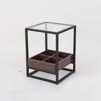 طقم طاولات قهوة - سطح زجاج - مساحات تخزين خشب