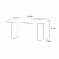 طاولة مودرن بسطح خشبي دافئ وأرجل سوداء منحنية بتصم...