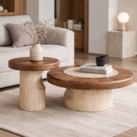 طقم طاولات لونا كيرف بتصميم عصري منحوت يجمع بين دف...