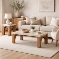 طقم طاولات بتصميم أنيق وبسيط، يجمع بين السطح الفات...