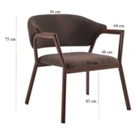 كرسي أنيق بتنجيد بني وإطار خشبي.